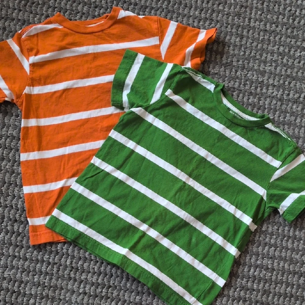 5 Old Navy Kids Striped and Graphic Tees - Orange, Green, Blue